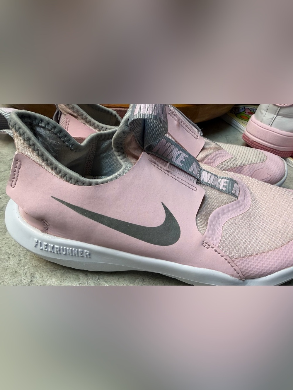 Nike Pink Slip-On Flex Runner Sneakers with Gray Swoosh